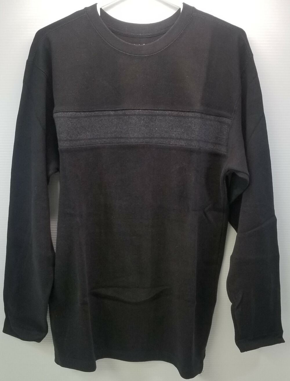 Basic Editions Men Thermal Sweater Shirt Black Cotton Size Medium